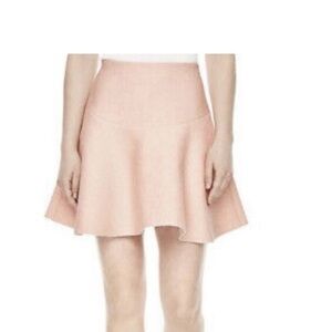 SANDRO Paris Baya Flared Textured Crepe Mini Skirt Rose Pale Pink SZ 3 (lg) NEW